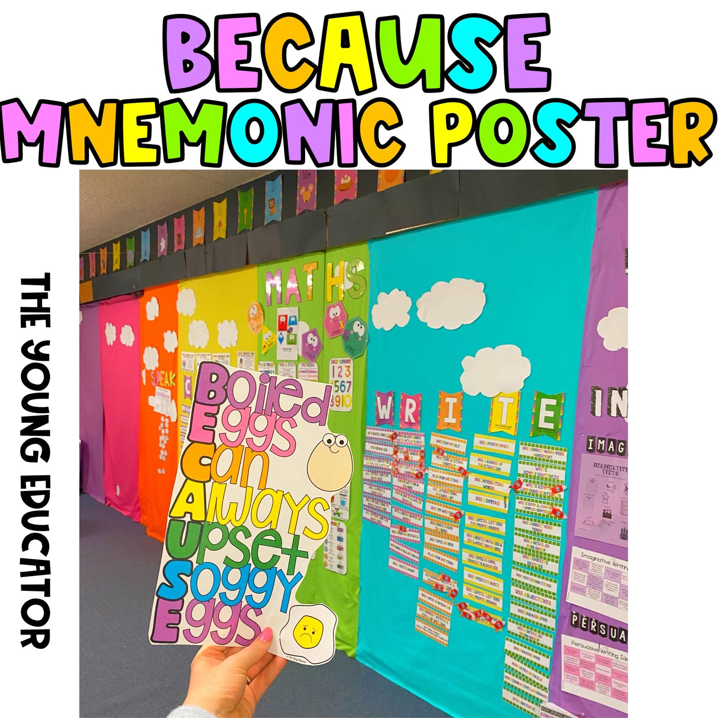 Printable BECAUSE Mnemonic Poster – a fun and engaging classroom wall poster for spelling help. Ideal for teachers and students!