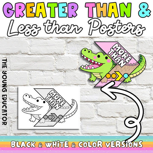 Greater Than Less Than Equal To Posters Printable | Math Comparison Symbols Classroom Decor for Elementary K-6