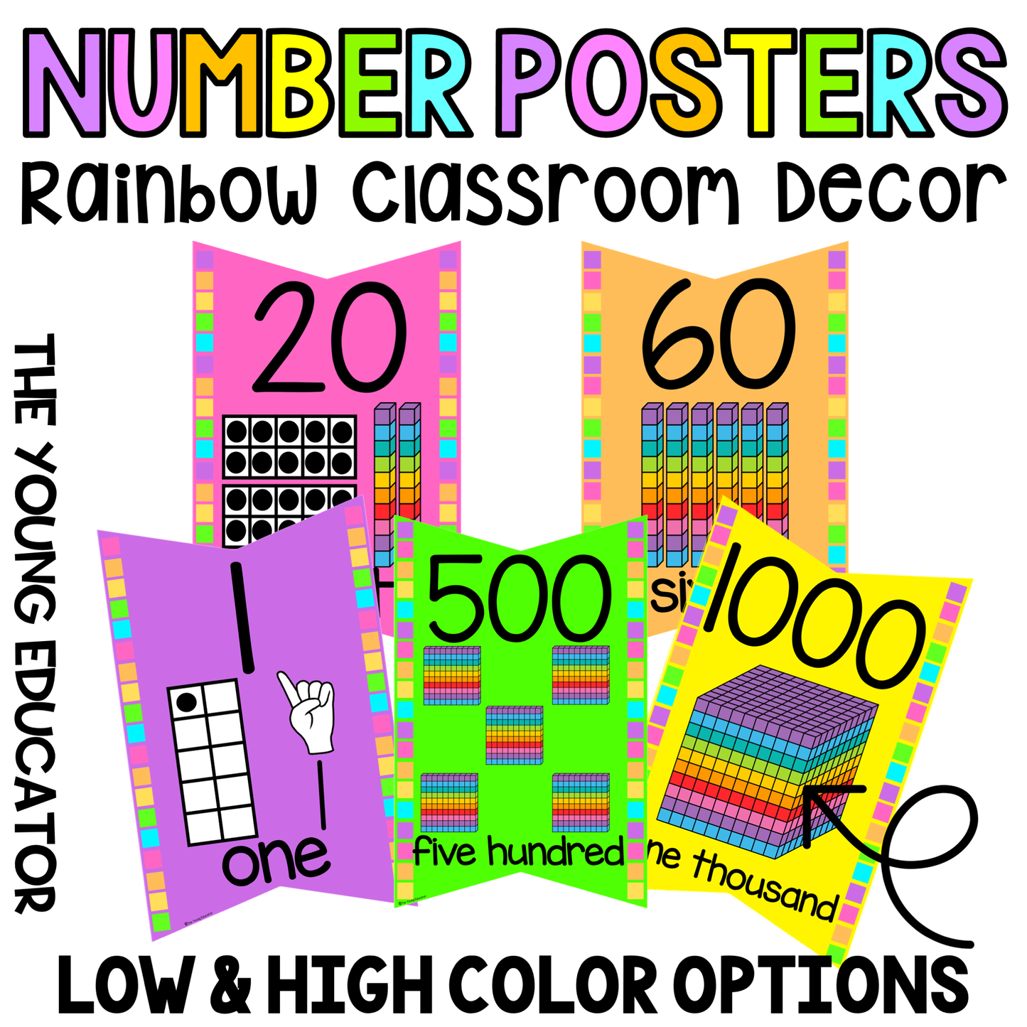 Number Posters for Classroom featuring colorful number charts for students.