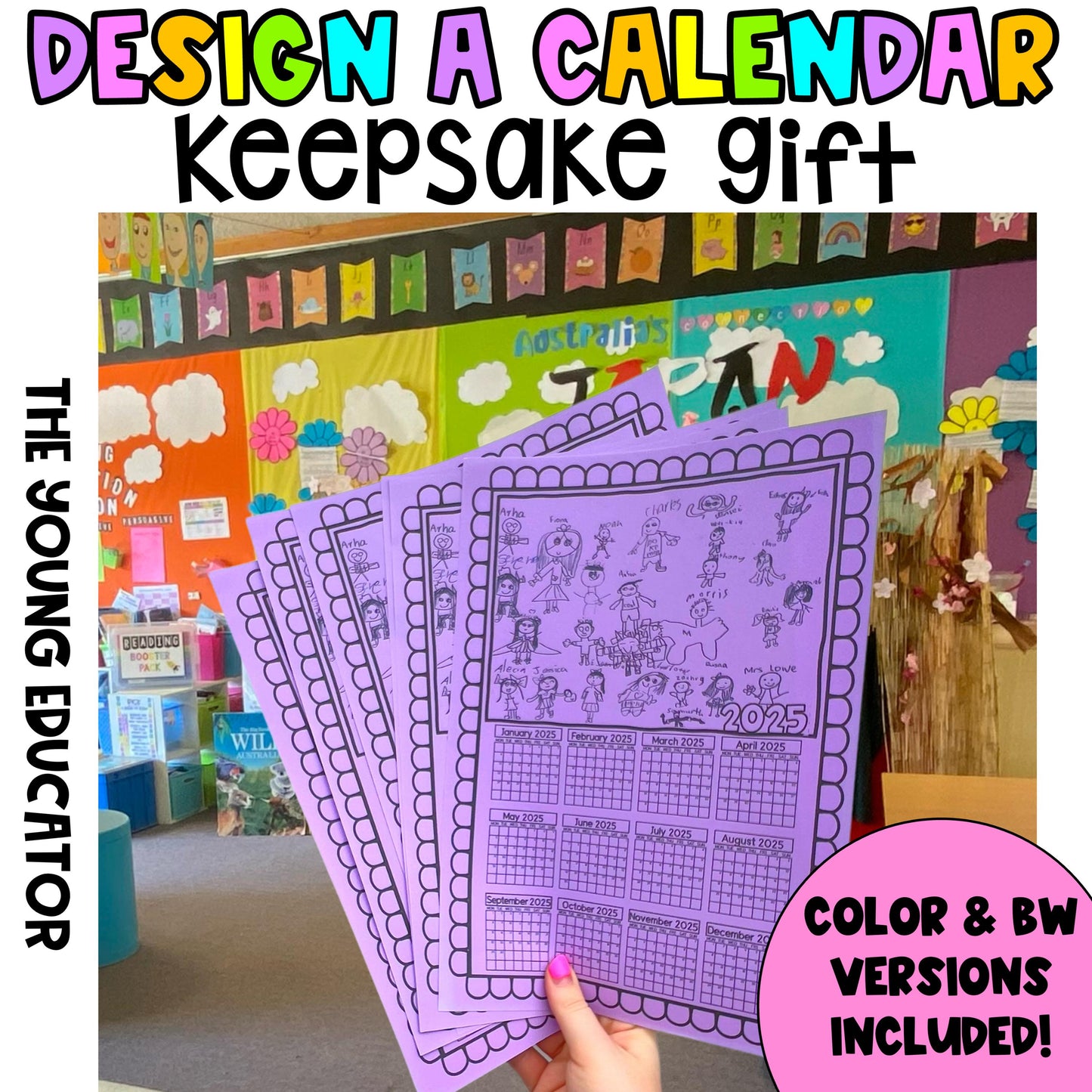 Easy-to-use Printable 2025 Calendar Template for classroom projects and gifts.