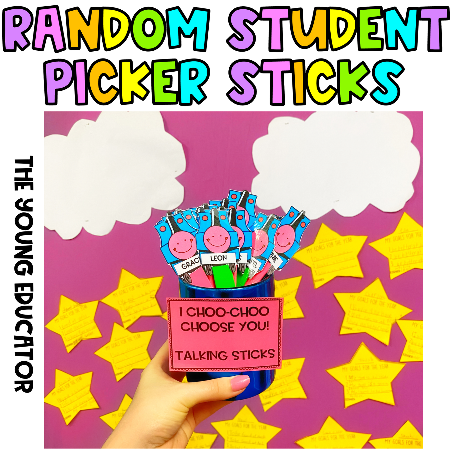 Random Student Picker Sticks for classroom discussions and equitable participation.
