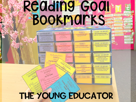 Reading Strategies Bookmarks for tracking student reading goals and comprehension strategies.
