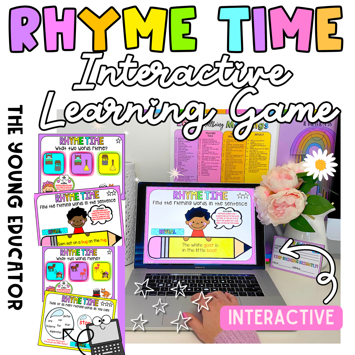Rhyme Time PowerPoint Game for phonics and rhyming word practice in the classroom.