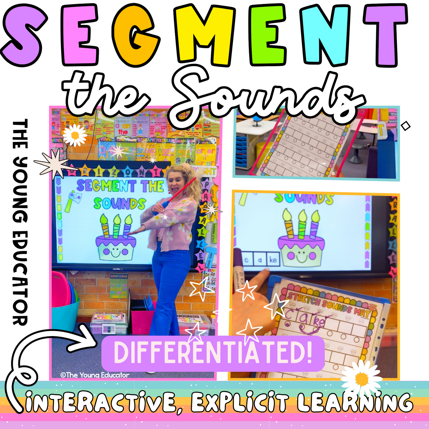 Segment Sounds Phonics Activity for teaching phonemic awareness and sound segmentation.