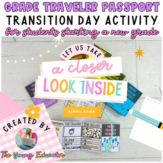Step Up Day transition activity printable with an editable student passport template.