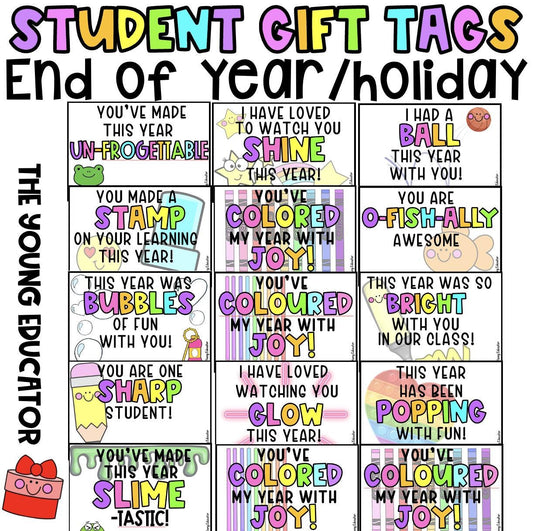 Summer Break Gift Tags for Students, printable and editable for personalized student gifts.