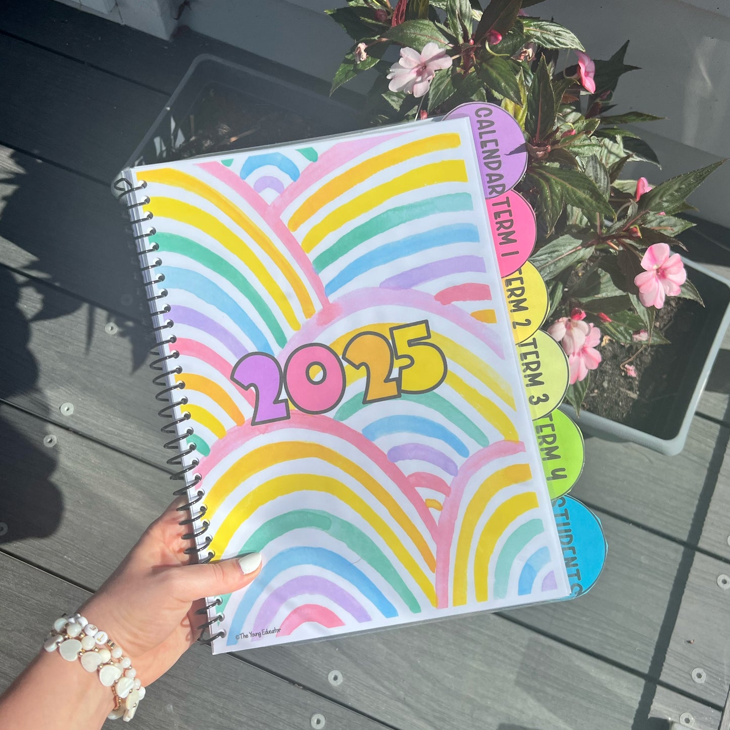 Printable and digital teaching planner for 2025 with class schedules, parent contact logs, and notes pages.