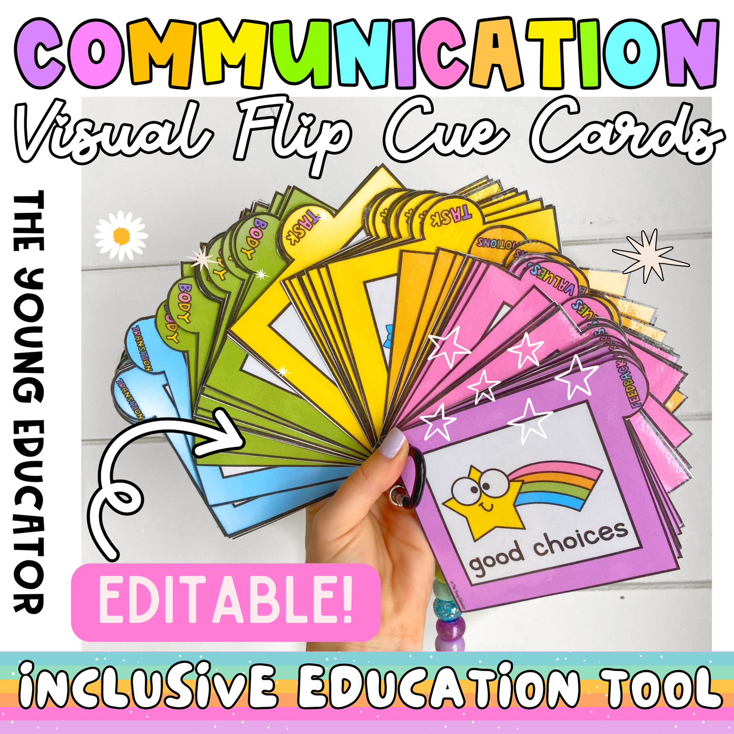 Visual Communication Flip Cards for supporting nonverbal students and improving classroom communication.