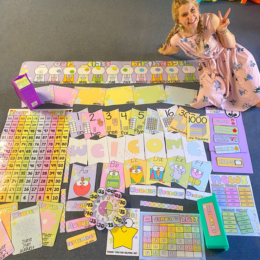 Everyone is welcome classroom decor with positivity banners, editable name displays, and student recognition boards.