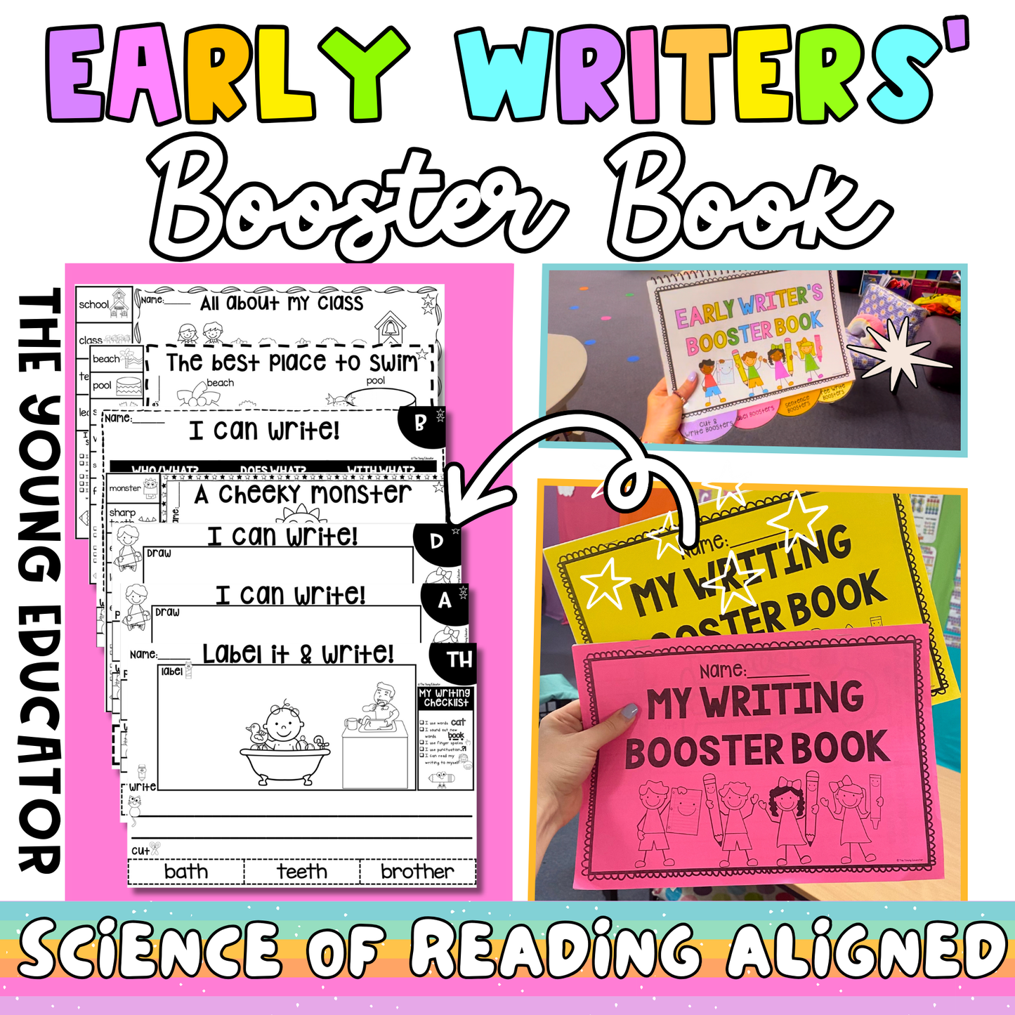 Writing practice for kids workbook featuring handwriting improvement and creative prompts.