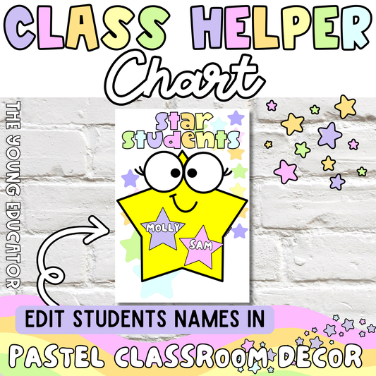 PASTEL STAR STUDENTS - Jobs Chart | Classroom Helper | Class Jobs