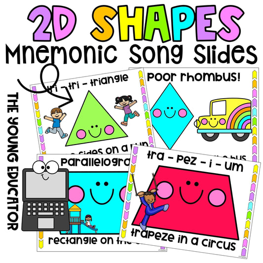 Fun & Engaging 2D Shapes Mnemonic Song Slides – Printable Classroom Activity for Visual & Auditory Learners. Boost Shape Recognition with Music!