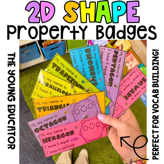 Printable 2D Shapes Properties Badges – Fun & Interactive Learning for Classroom Math Activities. Perfect for Visual Learners & Shape Recognition!