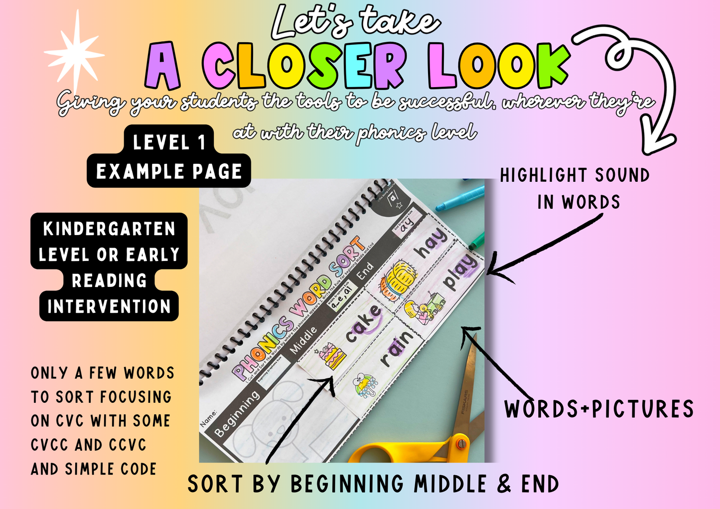 Word Sorts Booster Book | Science of Reading Differentiated K-2 Phonics