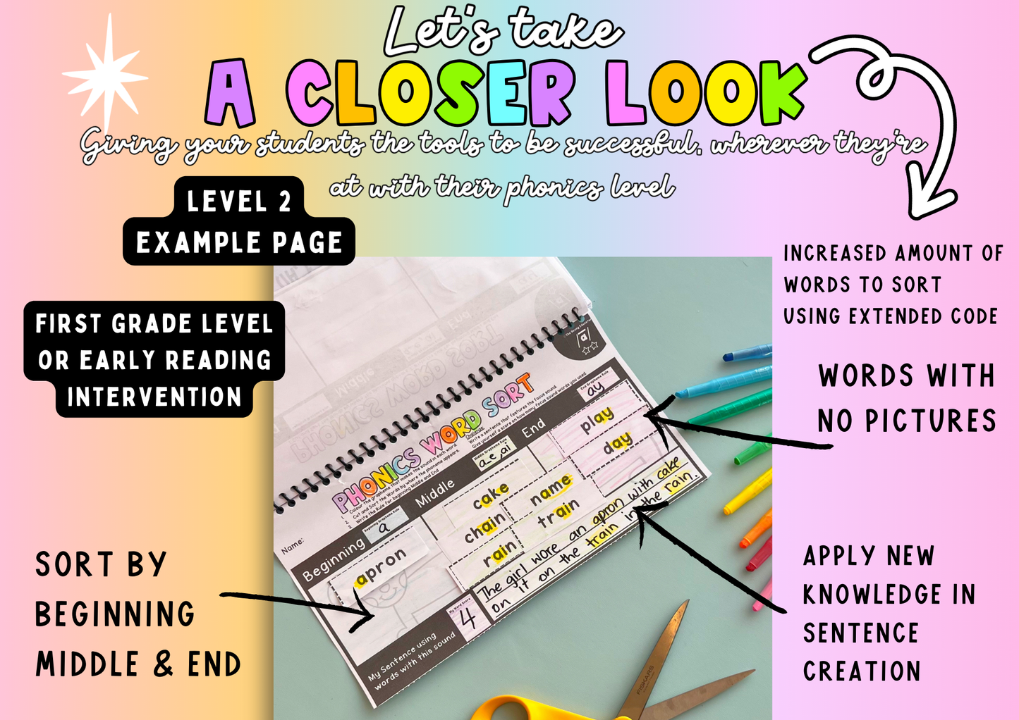 Word Sorts Booster Book | Science of Reading Differentiated K-2 Phonics