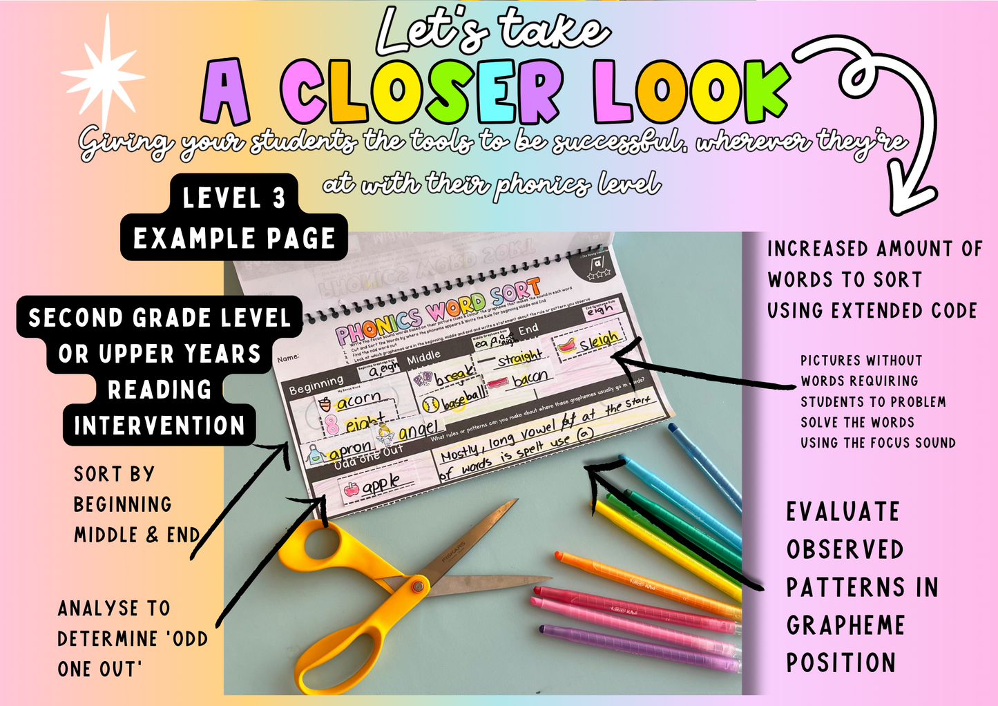 Word Sorts Booster Book | Science of Reading Differentiated K-2 Phonics