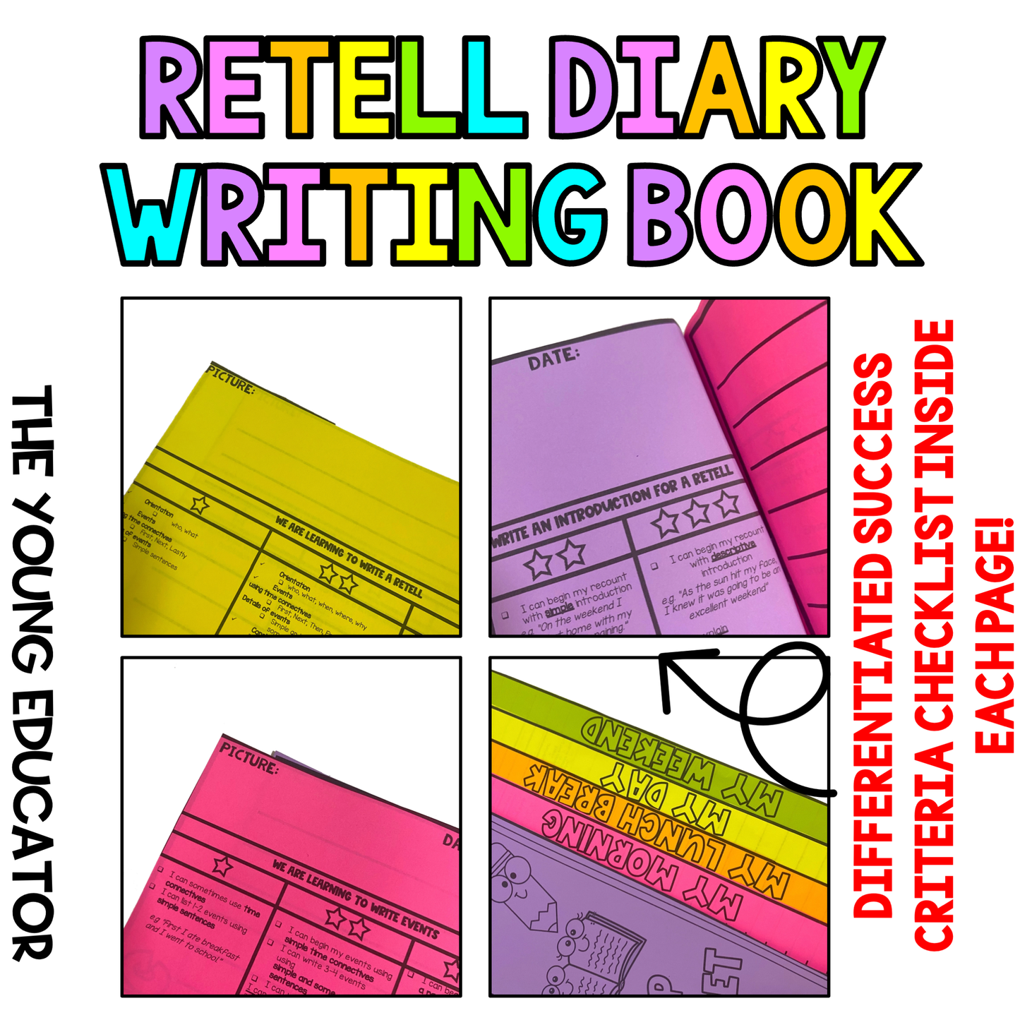 RETELL DIARY WRITING FLIP BOOK *DIFFERENTIATED CHECKLIST*