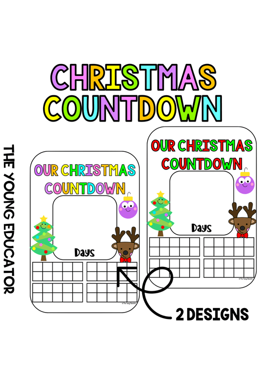 Christmas countdown poster template for classroom holiday countdown display.