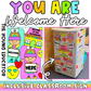 Classroom welcome sign printable with an inclusive and engaging message for students.
