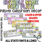 Editable student name tags with pastel rainbow design for desks and tables.