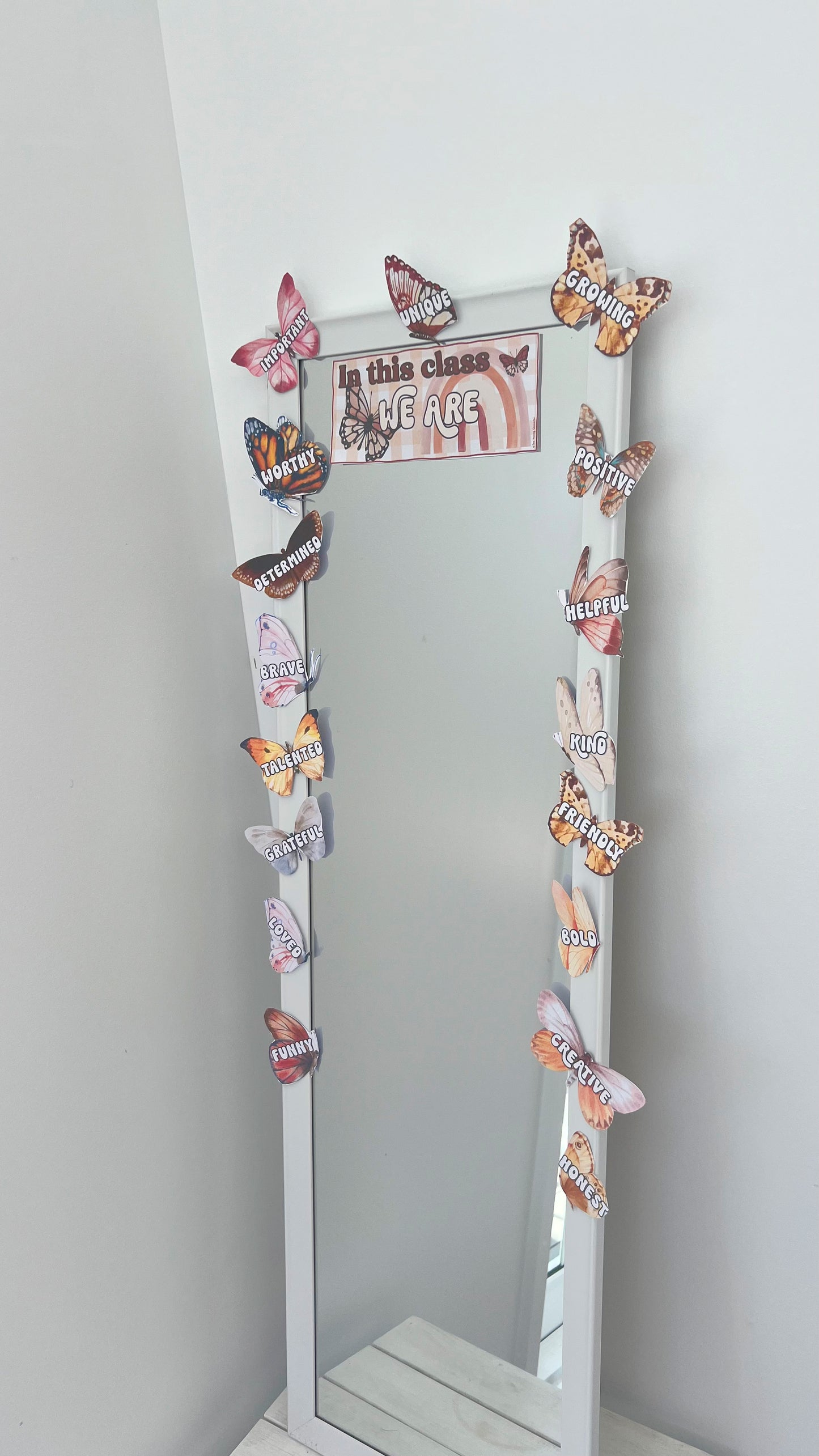 Affirmation Station | Positive Self-Talk Self-Love Mirror Display|Boho Butterfly