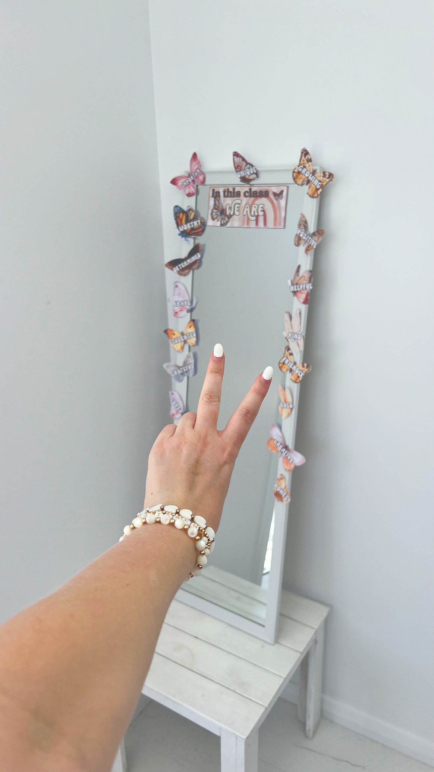 Affirmation Station | Positive Self-Talk Self-Love Mirror Display|Boho Butterfly