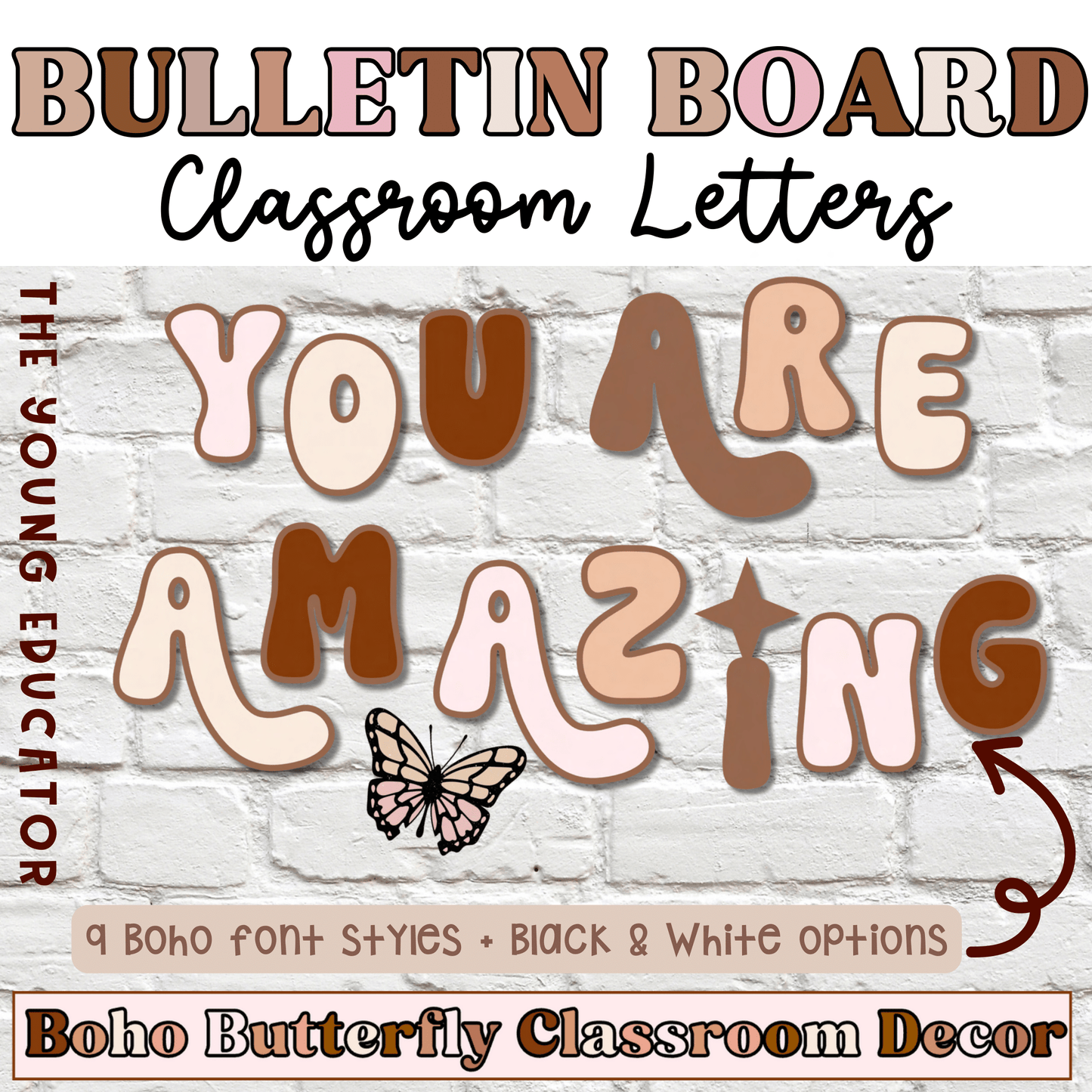 Letters for bulletin boards with a Boho classroom decor theme for stylish headers.