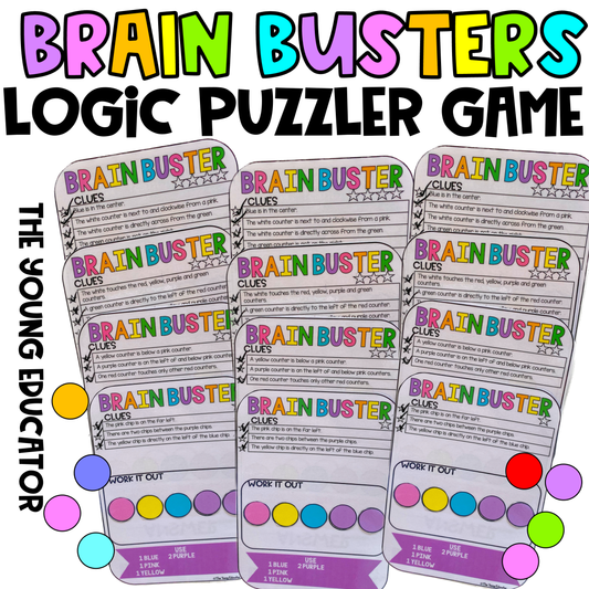 Printable logic puzzles for students featuring a classroom logic puzzle game with task cards.