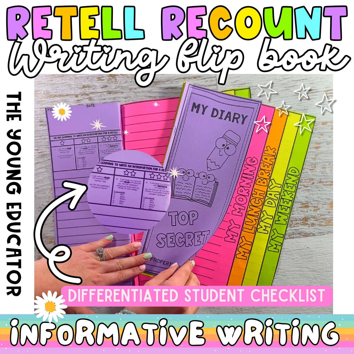 RETELL DIARY WRITING FLIP BOOK *DIFFERENTIATED CHECKLIST*