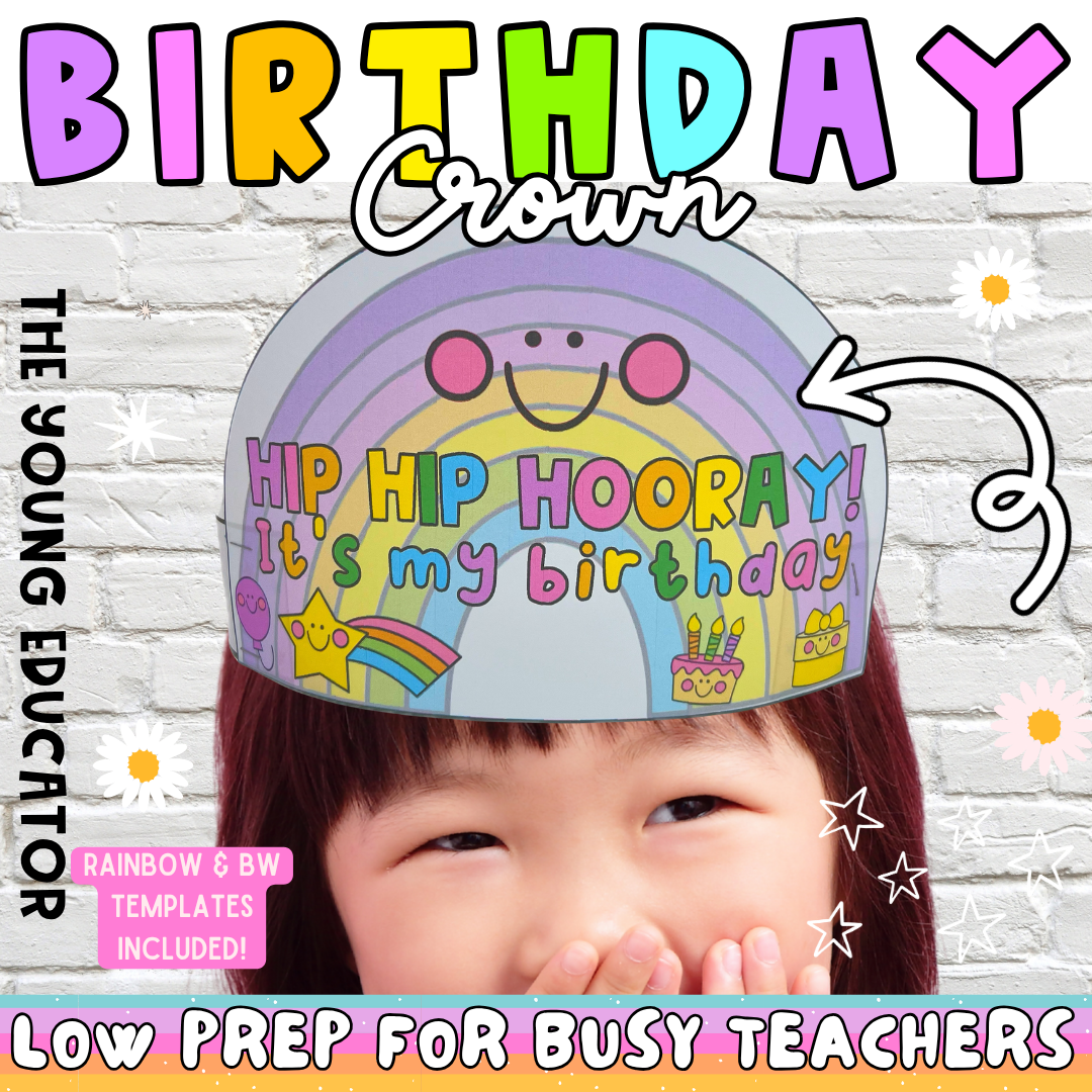 Rainbow Happy Birthday Crown | Printable Birthday Hat