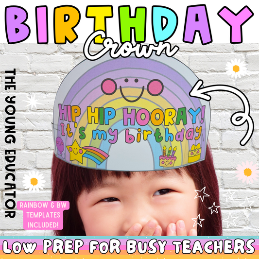 Rainbow Happy Birthday Crown | Printable Birthday Hat