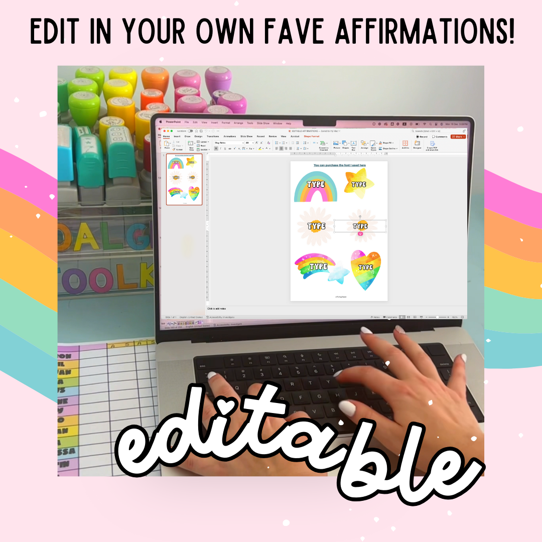 Affirmation Station | Positive Self-Talk Self-Love Mirror Display|Rainbow Daisy