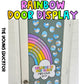 Rainbow classroom door display printable with editable student name templates and affirmations.