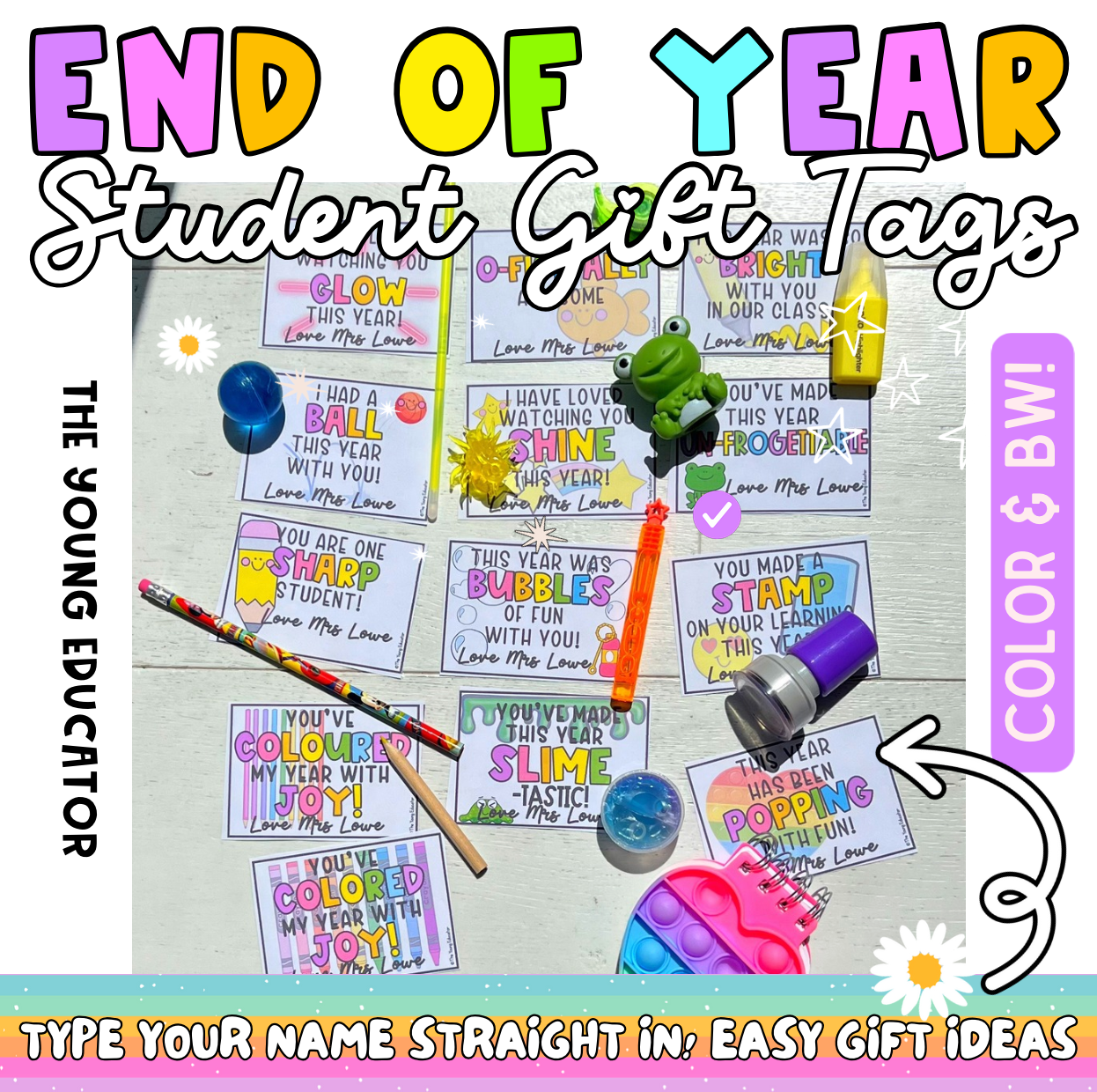 End of Year Gift Tags Editable Christmas Holidays Summer Break Student Gifts