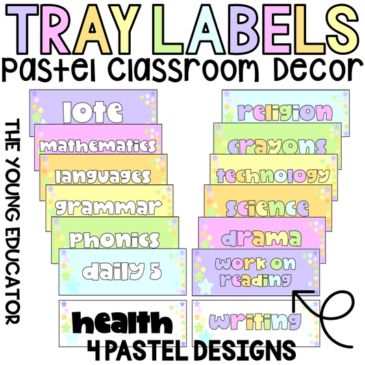 PASTEL RAINBOW TUB TRAY LABELS