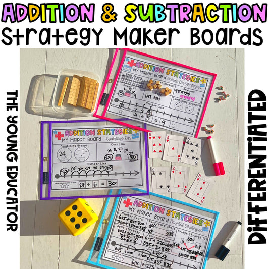  Interactive Addition and Subtraction Strategy Boards for problem-solving skills.