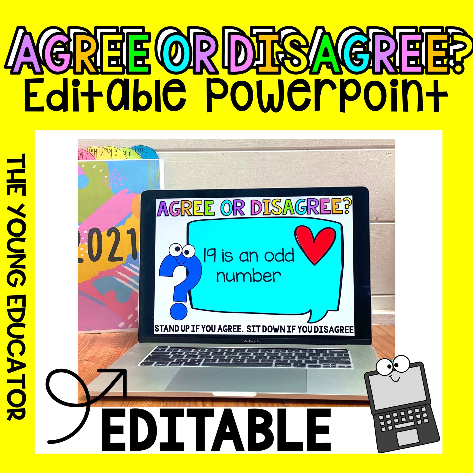 Editable agree or disagree PowerPoint template for interactive classroom discussions.