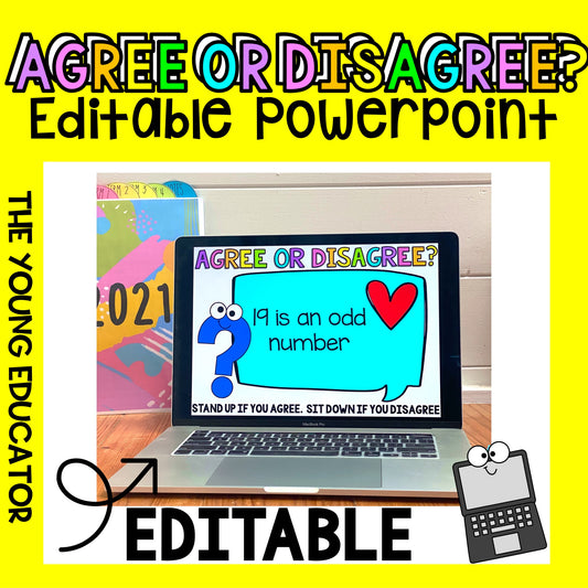 Editable agree or disagree PowerPoint template for interactive classroom discussions.