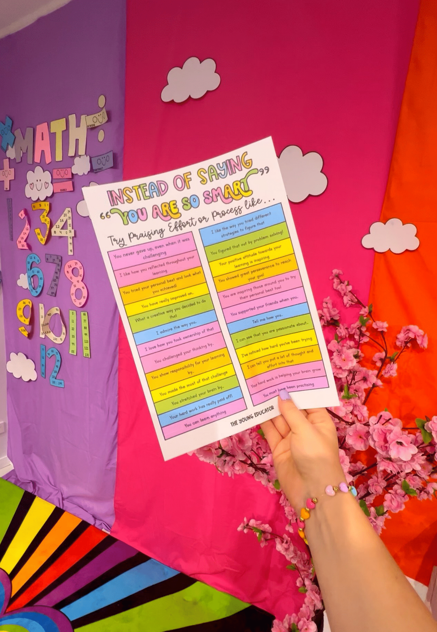 Alternative Praise for Students handout to inspire growth mindset in the classroom