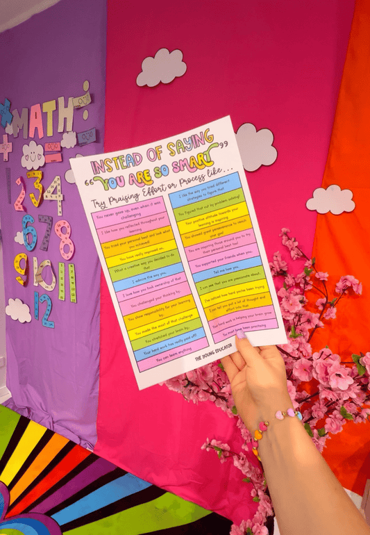 Alternative Praise for Students handout to inspire growth mindset in the classroom