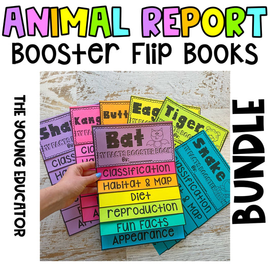 Animal report flipbook printable PDF for students to research and write informative reports.