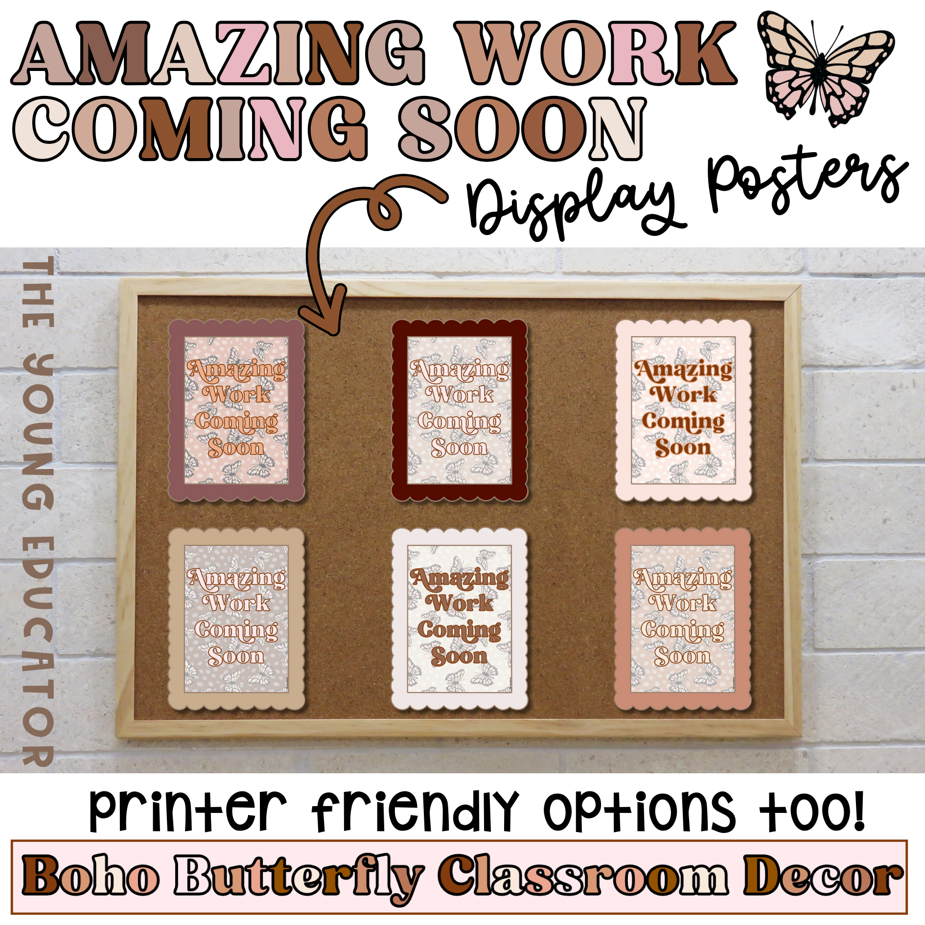 Customizable bulletin board poster template for classroom announcements and student displays.