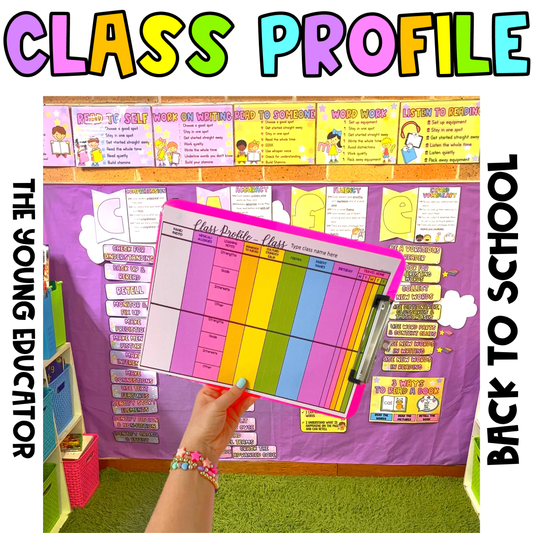 Class profile template for teachers to track student information and classroom details.

