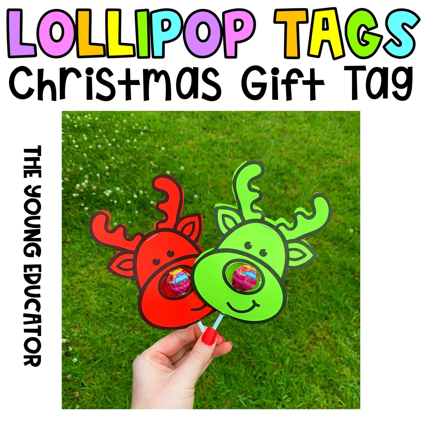 Printable Christmas lollipop gift tags featuring festive holiday designs.