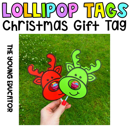 Printable Christmas lollipop gift tags featuring festive holiday designs.