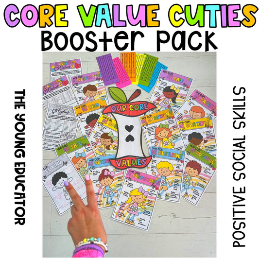 Classroom Core Values Decor – school values display with positive behavior messages.
