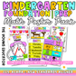 Colorful classroom math posters for kindergarten and prep students, featuring numbers, shapes, and counting.