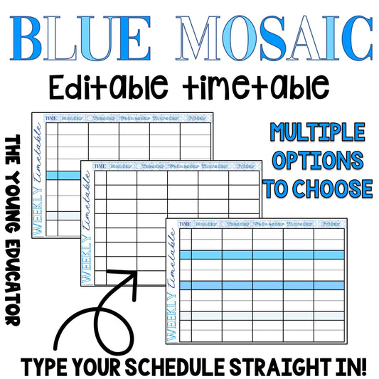 Customizable Editable Classroom Schedule Template for teachers to plan weekly lessons.