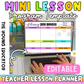 Editable lesson plan template for teachers with daily and weekly customizable sections.