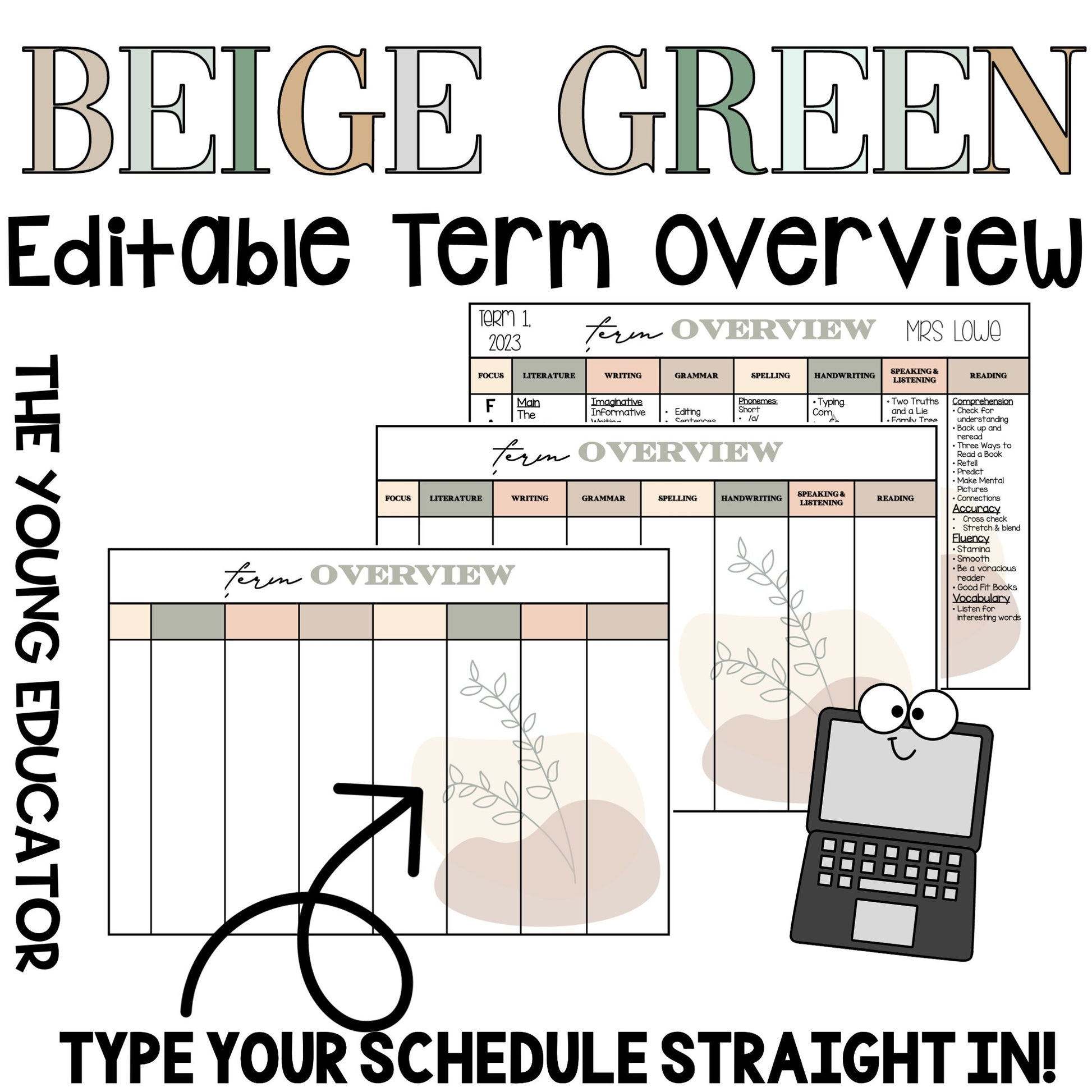 Printable editable term overview template – a curriculum organization template for teachers. Includes a digital short-term planning template in PowerPoint.